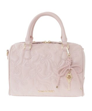 Maison de FLEUR チャーム付きリボンキルティングボストンバッグ Pink