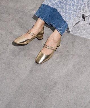 AMERICAN HOLIC ダブルストラップメリージェーン Gold