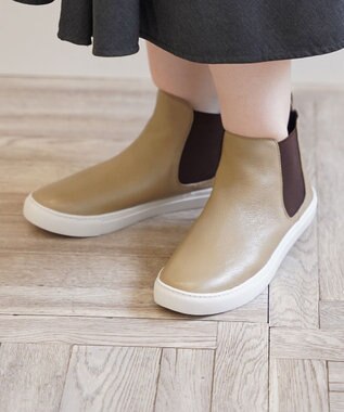 Pointer 本革サイドゴアショートブーツ グレージュ