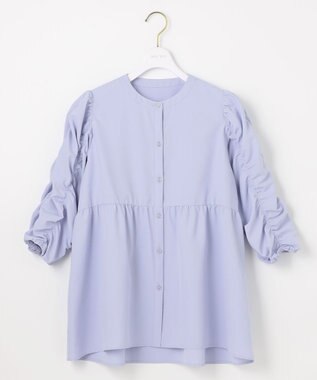 ANY SIS 【洗える】ギャザースリーブ ブラウス ライトブルー