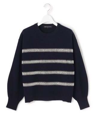 23区 【WEB&一部店舗限定/滝沢眞規子さん着用】ビジューボーダー ニット ネイビー系