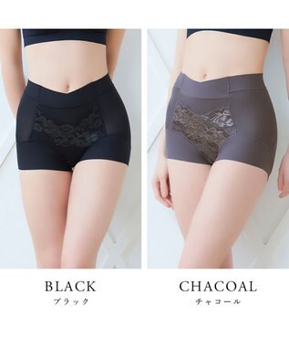 BRADELIS New York 【BRADELIS NewYork peace】綿混フィットレースショーツ ウエストからヒップ下まですっぽり包み補整するショーツ ブラック