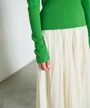 GRACE CONTINENTAL リブスクエアニットトップ グリーン