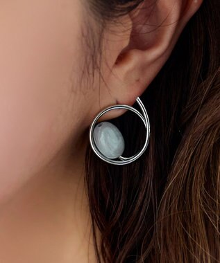 Tiaclasse カラーアクリル＋フープピアス シルバーグレー