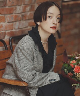 #Newans 【高山都さんコラボ】オーバーサイズテーラードジャケット ベージュチェック