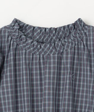 組曲 KIDS 【150-160㎝】チェック ワンピース ブルーグレー系3