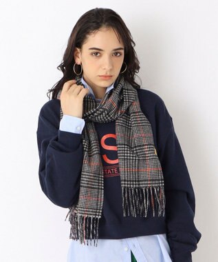 MOONBAT WEB限定【洗える】ミエル (miel) カシミヤ100％ チェックマフラー ブラック