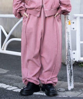 WEGO 【ユニセックス着用ITEM/ウエストゴム】スウィッチングスウェットパンツ ピンク