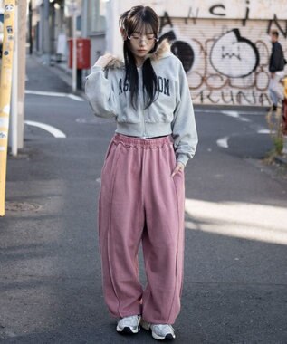 WEGO 【ユニセックス着用ITEM/ウエストゴム】スウィッチングスウェットパンツ ピンク