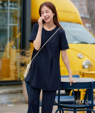 Tiaclasse 【洗える・接触冷感・紫外線ケア・サラごこち】はしごレースチュニック ネイビー