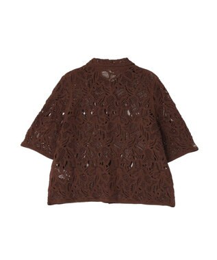 Green Parks 衿付きクロシェ風カーディガン Brown