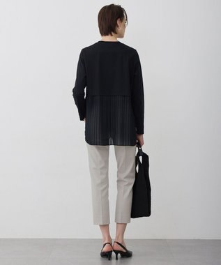 ICB L シフォンプリーツコンビ カットソー ブラック