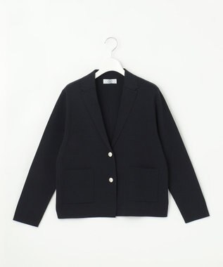 J.PRESS LADIES S Cotton Acetate ニット ジャケット ネイビー系