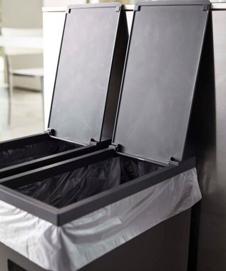 tower スリム蓋付きゴミ箱 タワー 2個組 ブラック ブラック