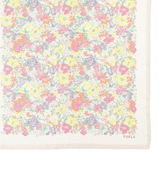 MOONBAT 【シルク100%】フルラ (FURLA) 花柄 シルクプリントスカーフ 65cm×65cm ペールピンク