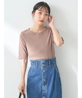 earth music&ecology メロ－リブプルオーバー Mocha