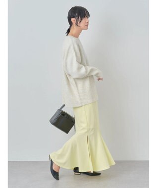 Green Parks ｆｕｗａっとメランジ袖リブ長めニットプルオーバー Light Beige