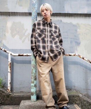 WEGO 【ウエストゴム/MLサイズ展開】ージーダブルニーパンツ ベージュ