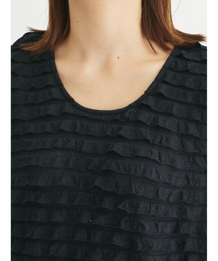 Green Parks ■ＥＳＣＡＲ　ウェーブカット×ローン刺繍ワンピース Black