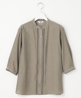 J.PRESS LADIES S 【WEB限定カラーあり・洗える】Sheer Vis リネン バンドカラー ブラウス モカカーキ系