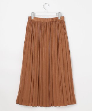 J.PRESS LADIES L 【洗える】マロンサテン ランダムプリーツ スカート キャメル系