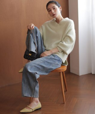 組曲 L 【加藤ローサさん着用】ライトデニムカーブパンツ ブルー系