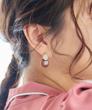 Tiaclasse 2トーンピアス オフホワイト×ピンク