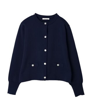 Green Parks ゴールド釦ボックス型カーディガン Navy