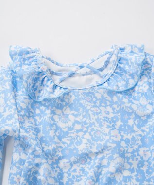 OP／FILA 【marie claire ENFANTS】フリル襟付き長袖ラッシュガード型水着 サックス