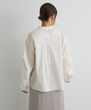 CRAFT STANDARD BOUTIQUE 袖シャーリングバンドカラーシャツ Off White