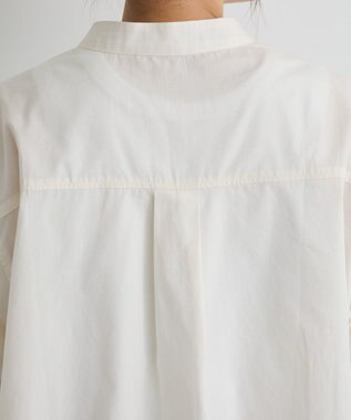 CRAFT STANDARD BOUTIQUE 袖シャーリングバンドカラーシャツ Off White
