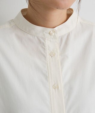 CRAFT STANDARD BOUTIQUE 袖シャーリングバンドカラーシャツ Off White