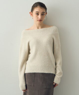 YECCA VECCA 2wayラメフェザーニット Ivory