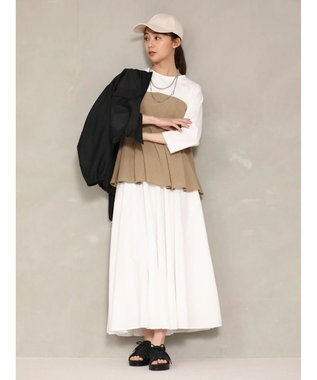 Green Parks ７分袖ビスチェドッキング風カットプルオーバー Beige