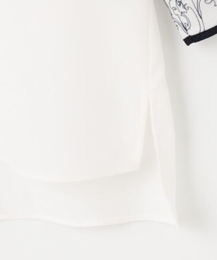 自由区 S 【洗える】コードエンブロイダリーボートネック ブラウス オフ