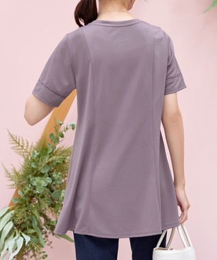 Tiaclasse 【洗える・接触冷感・紫外線ケア・サラごこち】はしごレースチュニック ピンクモカ