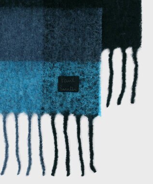 Paul Smith ソフトメリノ チェック マフラー ネイビー