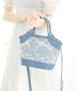 style code 【MERCURYDUO/マーキュリーデュオ】ミックスマテリアル　ハンドバッグ ブルー