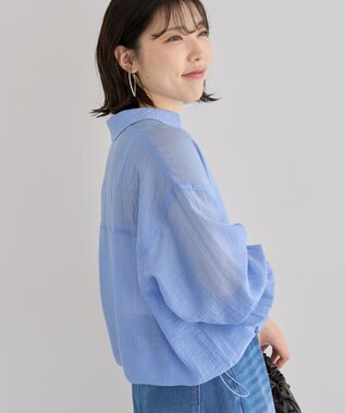 Green Parks 裾ドロストシアーシャツ Sax