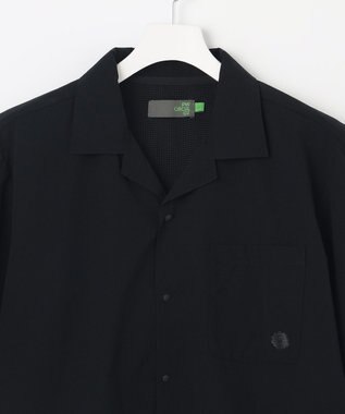 PW CIRCULUS 【MEN】【ストレッチ / 通気性】ロゴ オープンカラー シャツ ブラック系