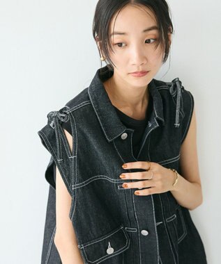 CRAFT STANDARD BOUTIQUE デニムリボンベスト Black