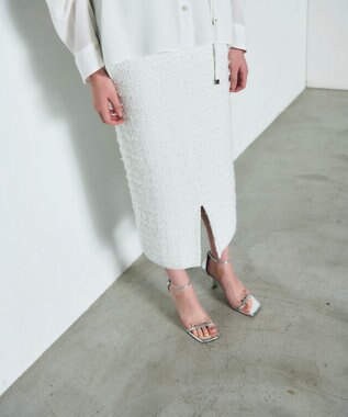 GRACE CONTINENTAL ラメツイードニットスカート ホワイト