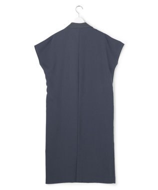 ICB 【WEB限定】FluidBackSatin ニット衿シャツワンピース ダルブルー