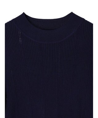 earth music&ecology 袖パールハイネックリブプルオーバー Dark Navy