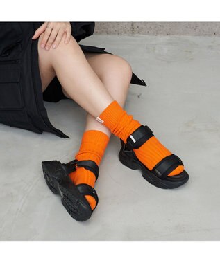 MODE ET JACOMO <carino>厚底ダブルベルトスポーツサンダル ブラック