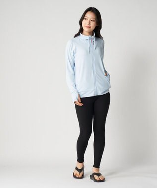 OP／FILA 【FILA】ラッシュガードブロックメッシュ スタンドカラージャケット ライトブルー