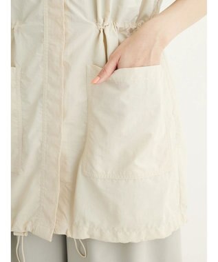 Green Parks ノーカラーミリタリーベスト Ecru