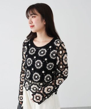 Green Parks ・ＳＵＧＡＲ　ＳＰＯＯＮ　クロシェフラワープルオーバー White×Black