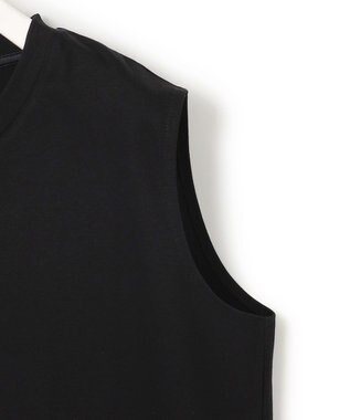 ICB L 【接触冷感・洗える】コンパクトスムース ノースリーブ Tシャツ ブラック系