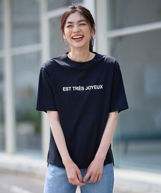 ANY 【汗ジミ防止加工】シルケットスムース半袖ロゴTシャツ ブラック